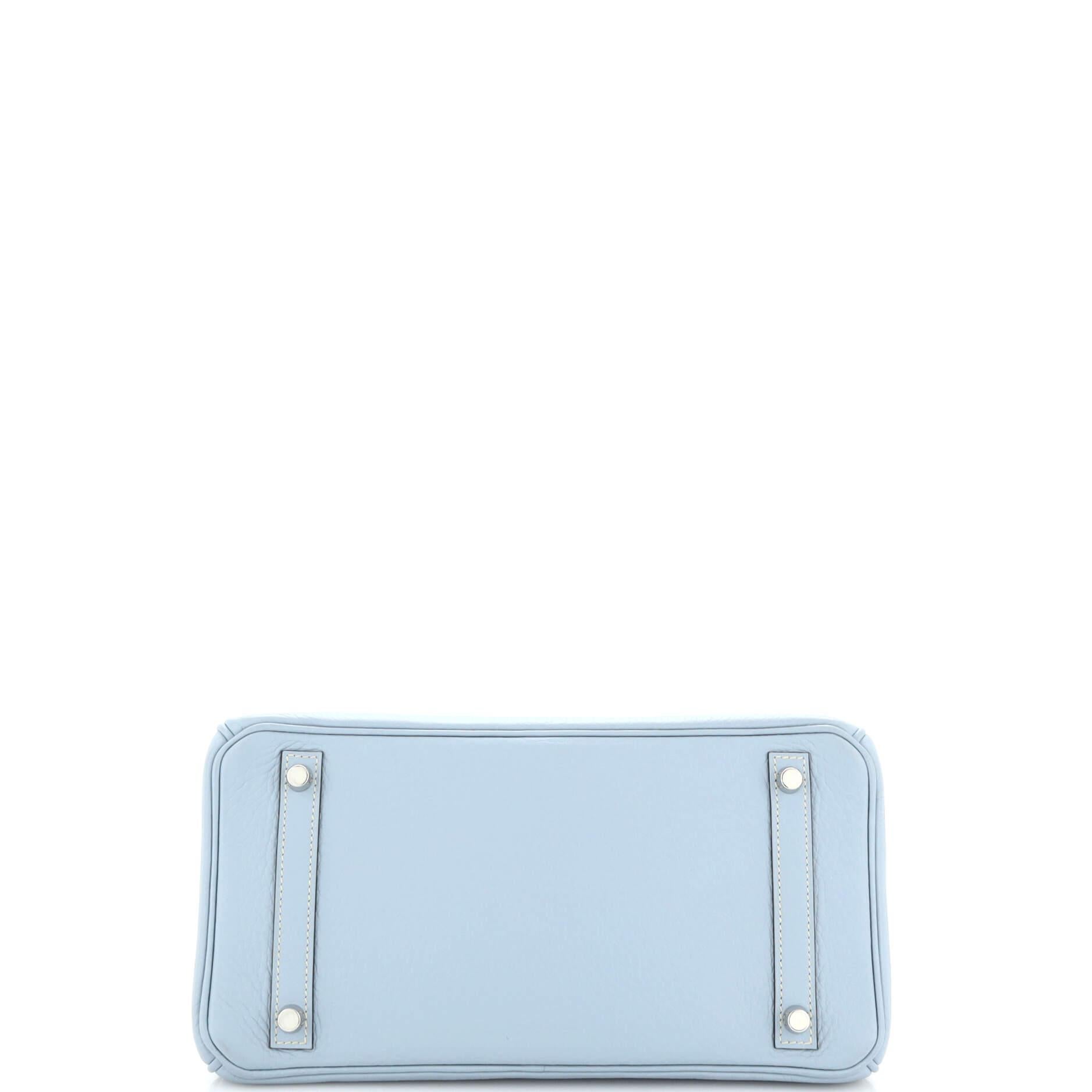 Women's or Men's Hermes Birkin Handbag Bleu Lin Clemence with Palladium Hardware 30 For Sale