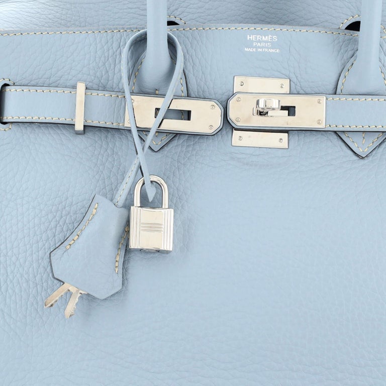 Hermes Birkin Handbag Bleu Lin Clemence with Palladium Hardware 30 -  ShopStyle Satchels & Top Handle Bags