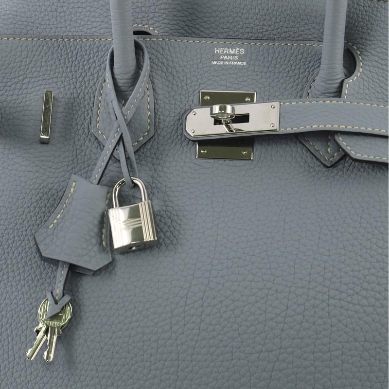 Hermes Birkin Handbag Bleu Lin Fjord with Palladium Hardware 30 In Good Condition In NY, NY