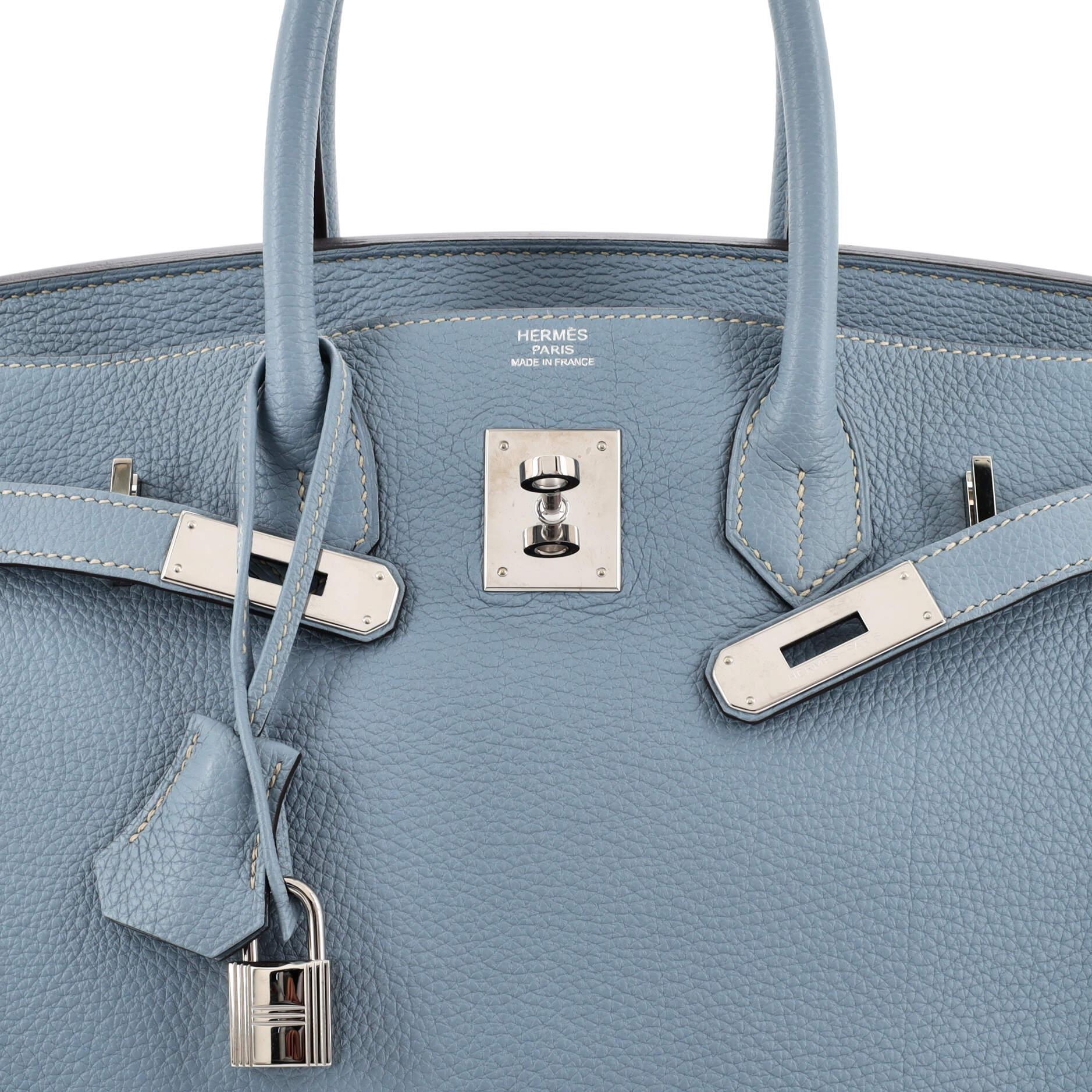 Hermes Birkin Handbag Bleu Lin Togo with Palladium Hardware 30 2