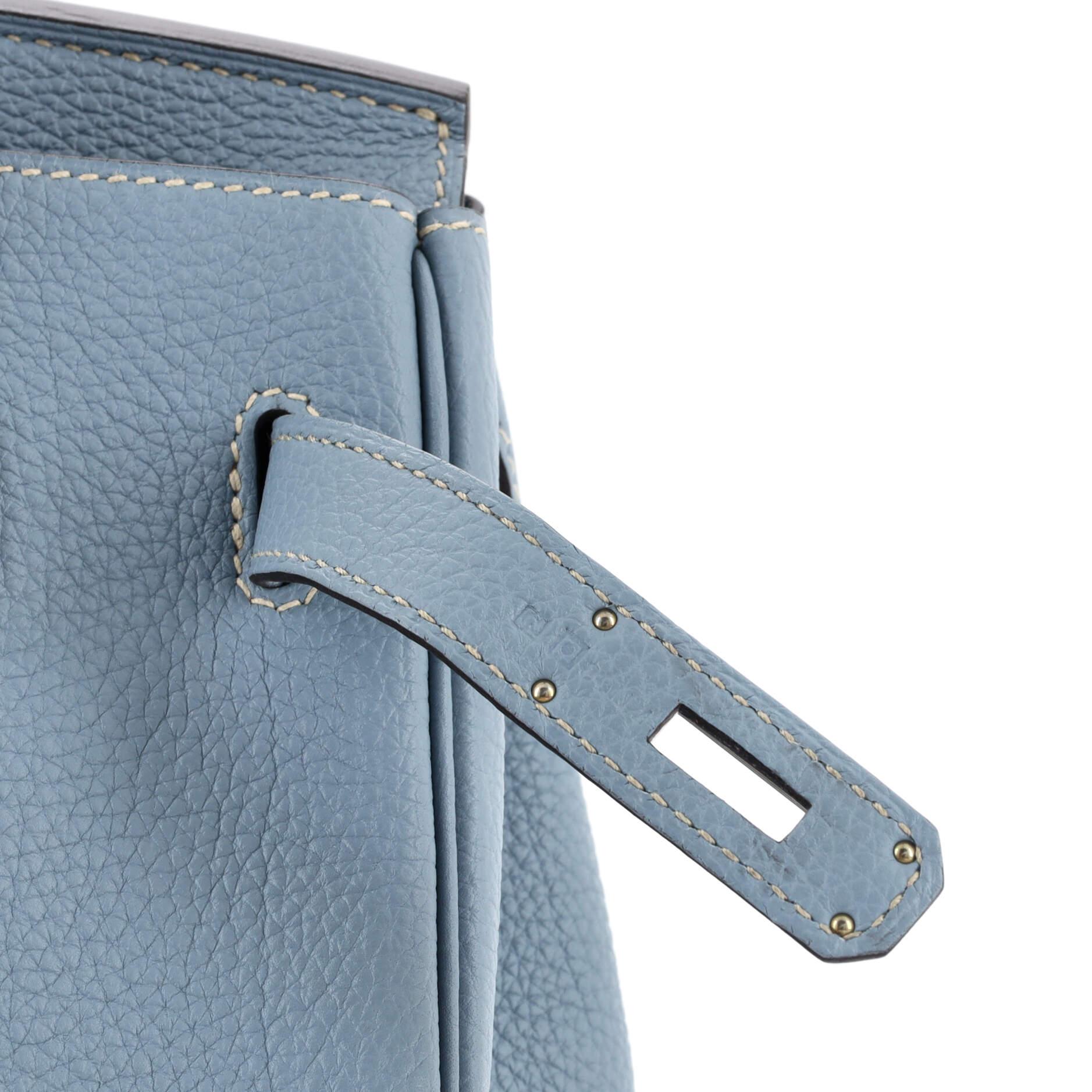 Hermes Birkin Handbag Bleu Lin Togo with Palladium Hardware 30 3