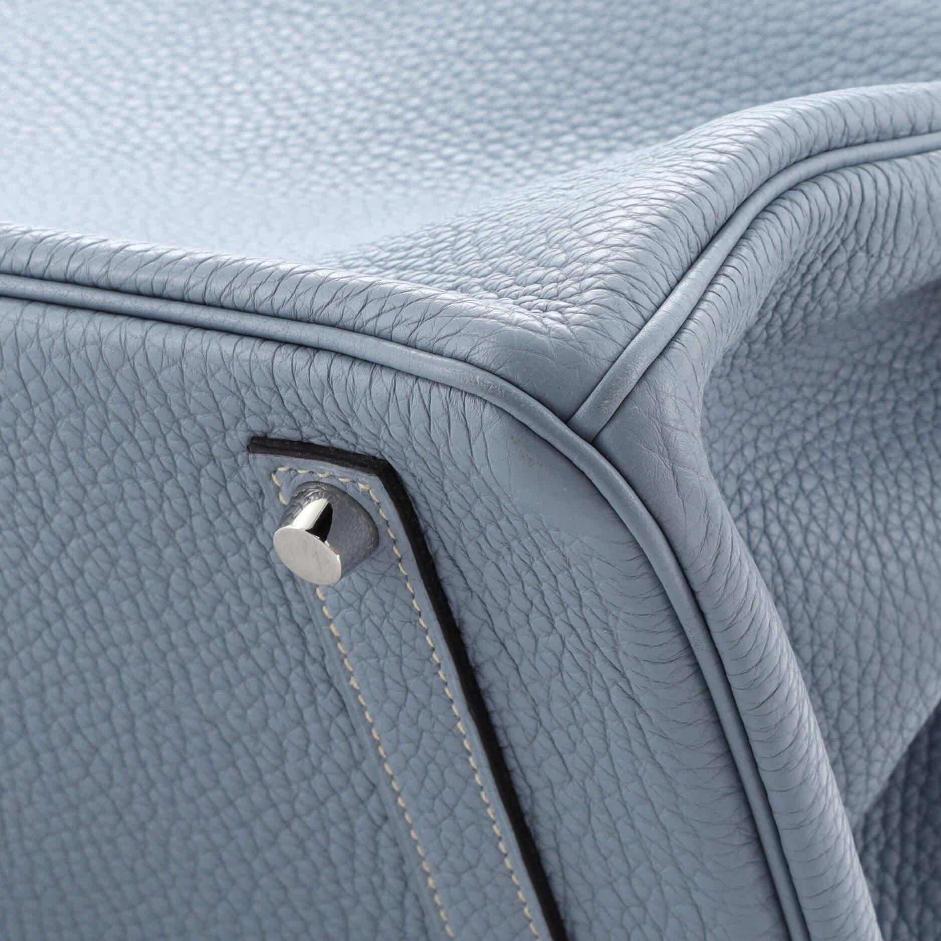 Hermes Birkin Handbag Bleu Lin Togo with Palladium Hardware 35 For Sale 6