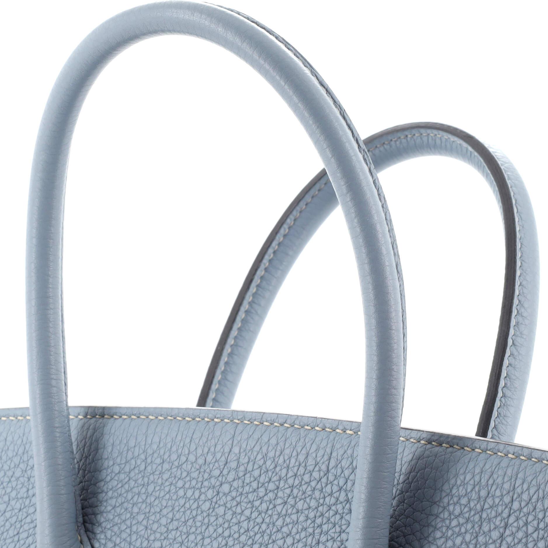 Hermes Birkin Handbag Bleu Lin Togo with Palladium Hardware 35 For Sale 7