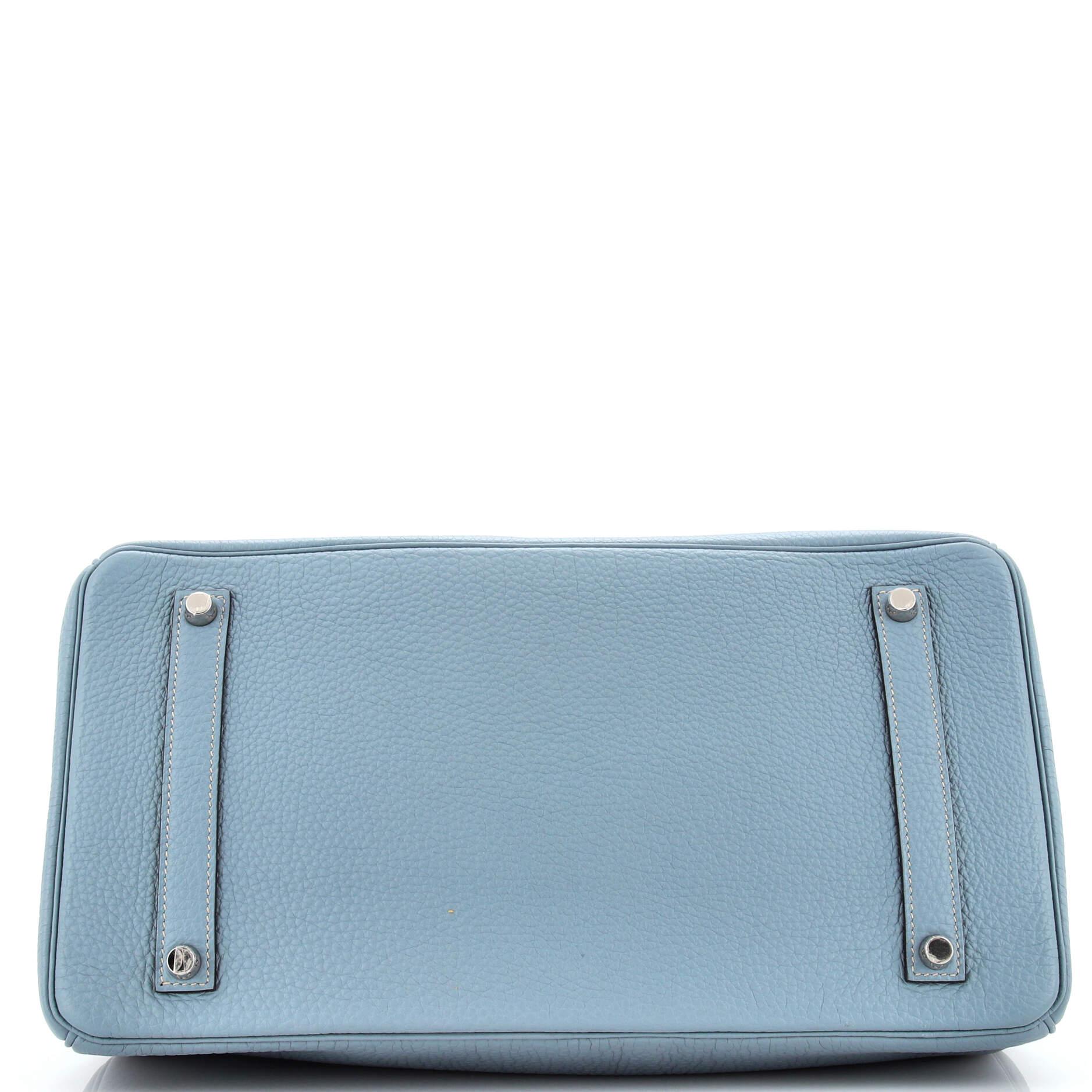 Women's or Men's Hermes Birkin Handbag Bleu Lin Togo with Palladium Hardware 35 For Sale