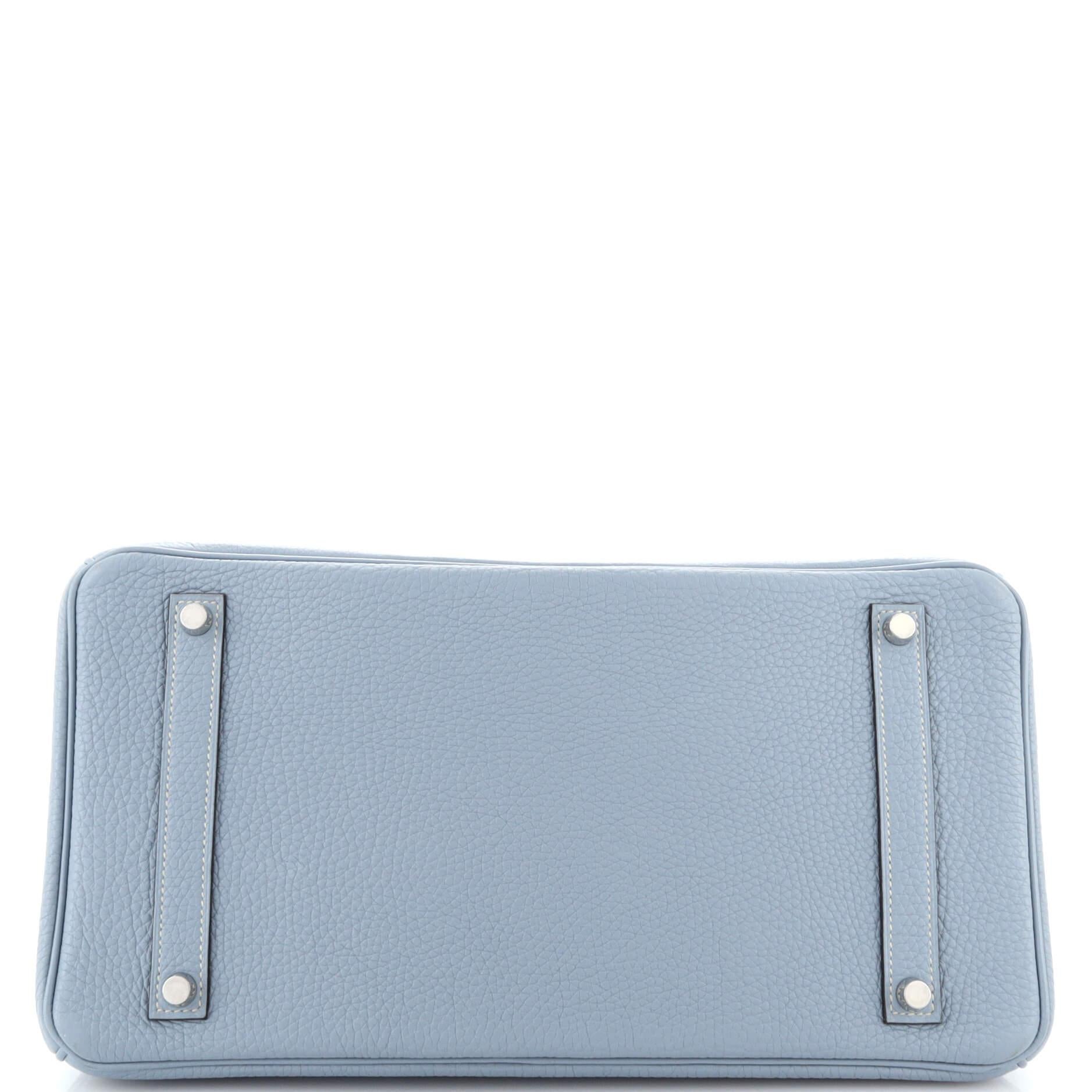 Hermes Birkin Handbag Bleu Lin Togo with Palladium Hardware 35 For Sale 1