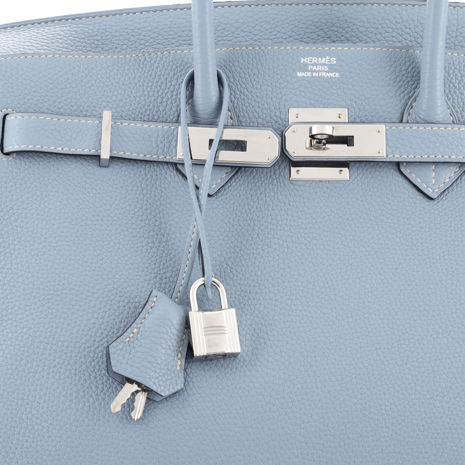 Hermes Birkin Handbag Bleu Lin Togo with Palladium Hardware 35 For Sale 3
