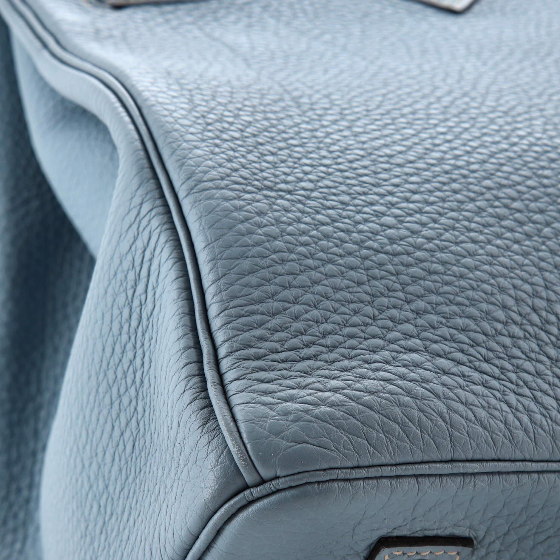 Hermes Birkin Handbag Bleu Lin Togo with Palladium Hardware 35 For Sale 4