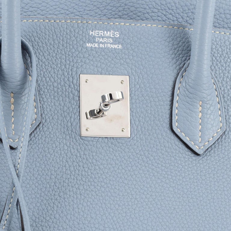 Hermes Birkin Handbag Bleu Jean Togo with Palladium Hardware 35 For Sale at  1stDibs