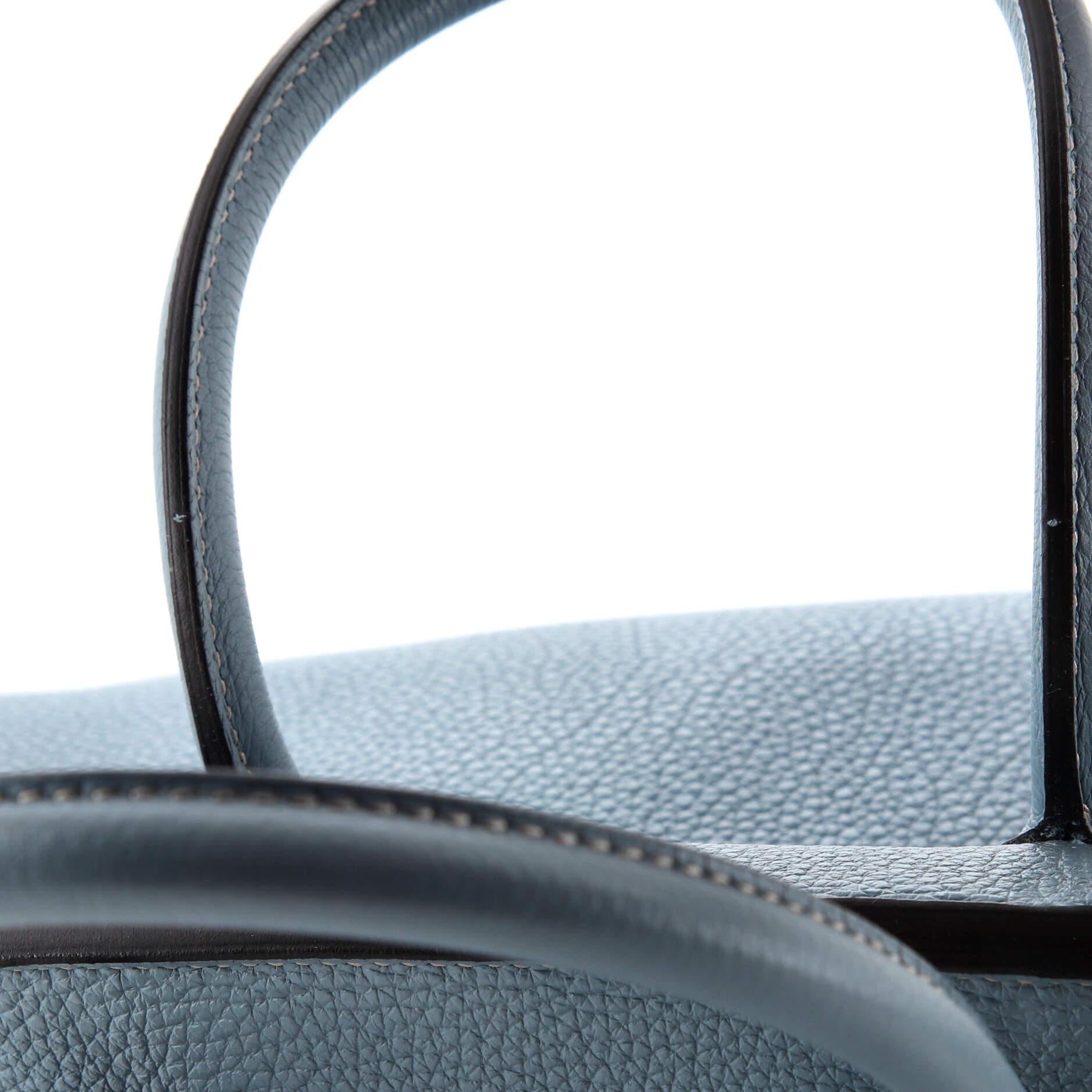 Hermes Birkin Handbag Bleu Lin Togo with Palladium Hardware 35 For Sale 5