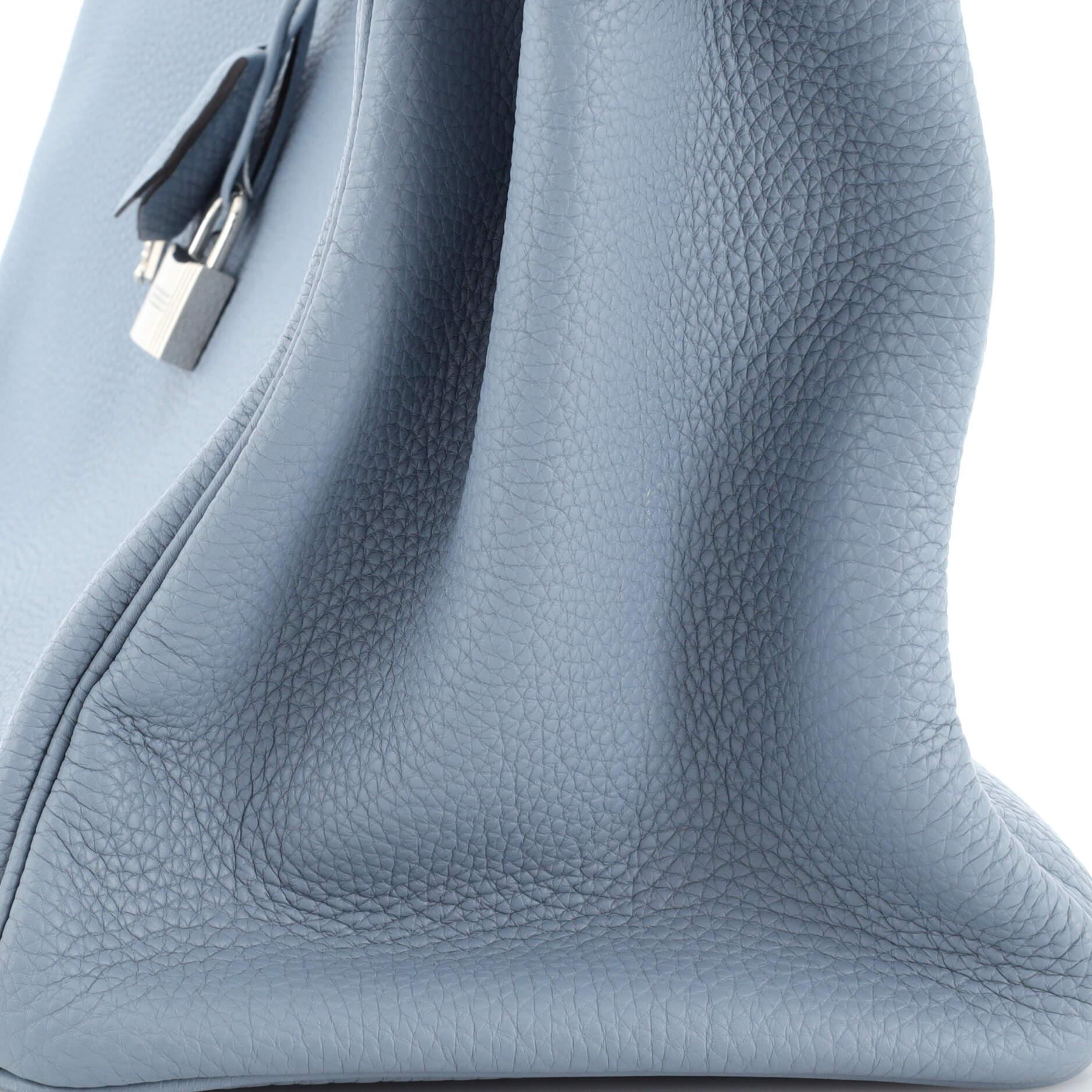 Hermes Birkin Handbag Bleu Lin Togo with Palladium Hardware 35 For Sale 5