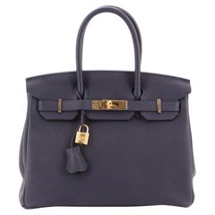 Hermes Birkin Handbag Bleu Nuit Togo with Gold Hardware 30