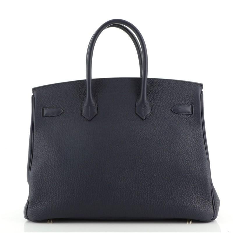 Hermes Birkin Handbag Bleu Nuit Togo with Gold Hardware 35 In Good Condition In NY, NY