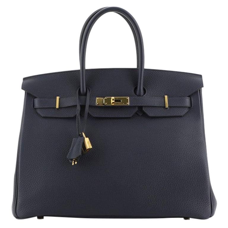Hermes Birkin Handbag Bleu Nuit Togo with Gold Hardware 35