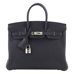 Hermes Birkin Handbag Bleu Nuit Togo with Palladium Hardware 25