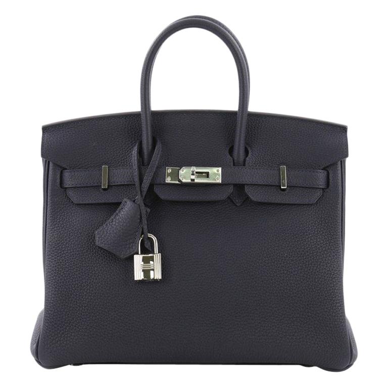 Hermes Birkin Handbag Bleu Nuit Togo with Palladium Hardware 25 at ...