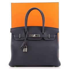 Hermes Birkin Handbag Bleu Nuit Togo with Palladium Hardware 30