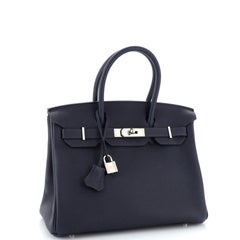 Hermes Birkin Handbag Bleu Nuit Togo with Palladium Hardware 30