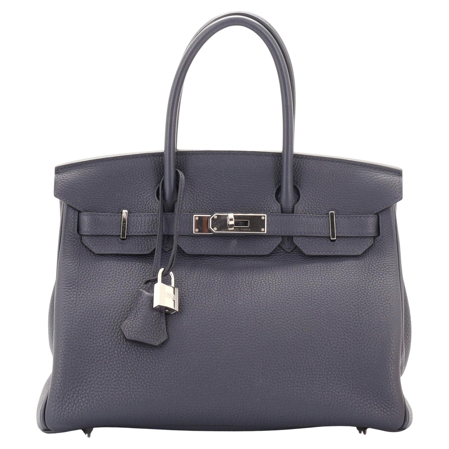 Hermes Birkin Handbag Bleu Nuit Togo with Palladium Hardware 30