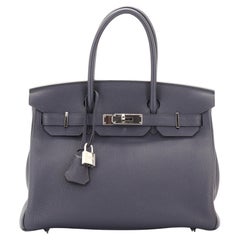 Hermes Birkin Handbag Bleu Nuit Togo with Palladium Hardware 30