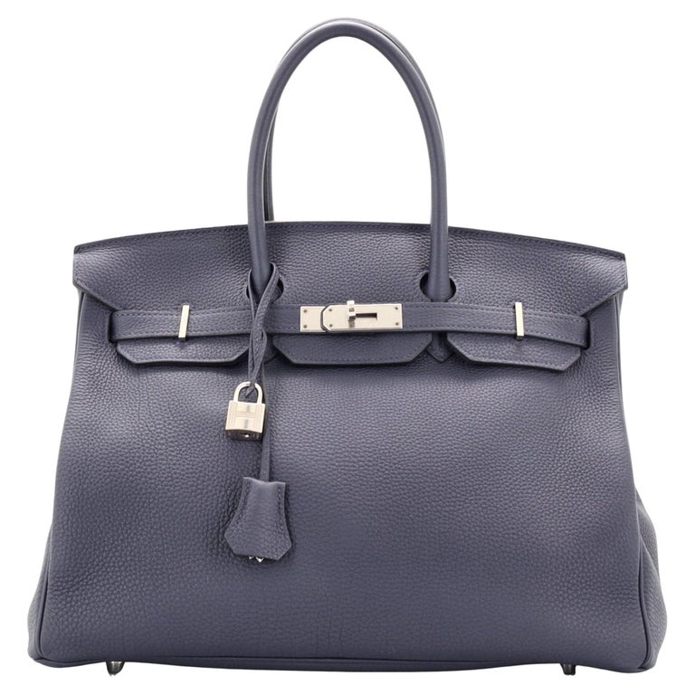 Hermes Birkin Handbag Bleu Nuit Togo with Palladium Hardware 35 at 1stDibs