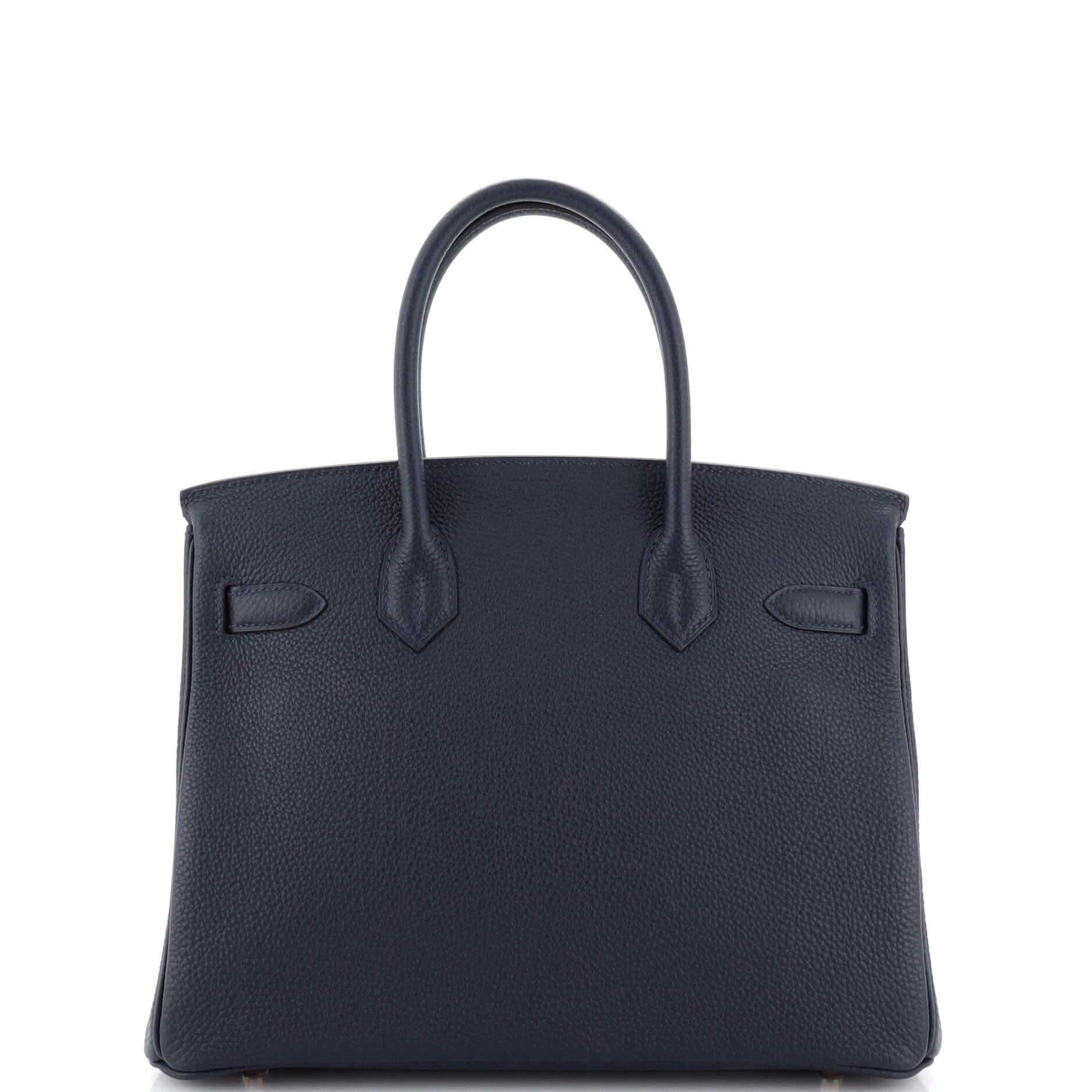 Women's Hermes Birkin Handbag Bleu Nuit Togo with Rose Gold Hardware 30