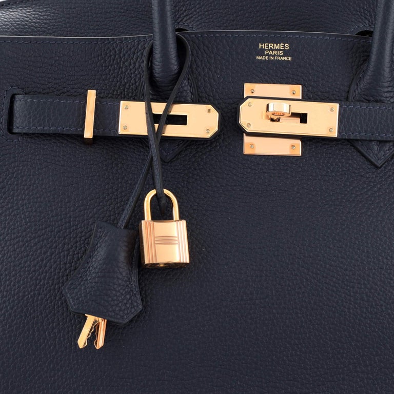 Hermes Birkin Handbag Bleu Nuit Togo with Rose Gold Hardware 30 at 1stDibs