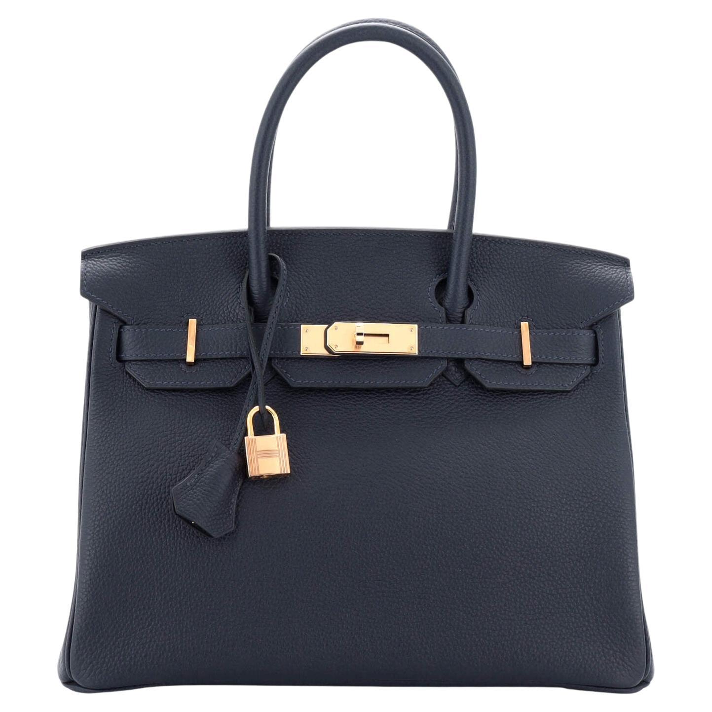 Hermes Birkin Handbag Bleu Nuit Togo with Rose Gold Hardware 30