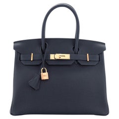 Hermes Birkin Handbag Bleu Nuit Togo with Rose Gold Hardware 30