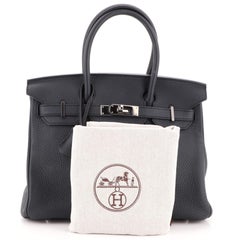 Hermes Birkin Handbag Bleu Obscur Togo with Palladium Hardware 30