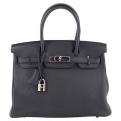 Hermes Birkin Handbag Bleu Obscur Togo with Palladium Hardware 30