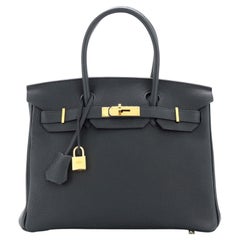 Hermes Birkin Handbag Bleu Orage Togo with Gold Hardware 30