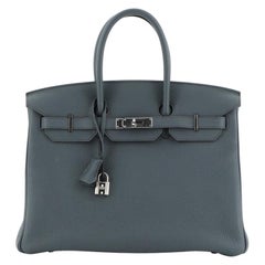 Hermes Birkin Handbag Bleu Orage Togo With Palladium Hardware 35 