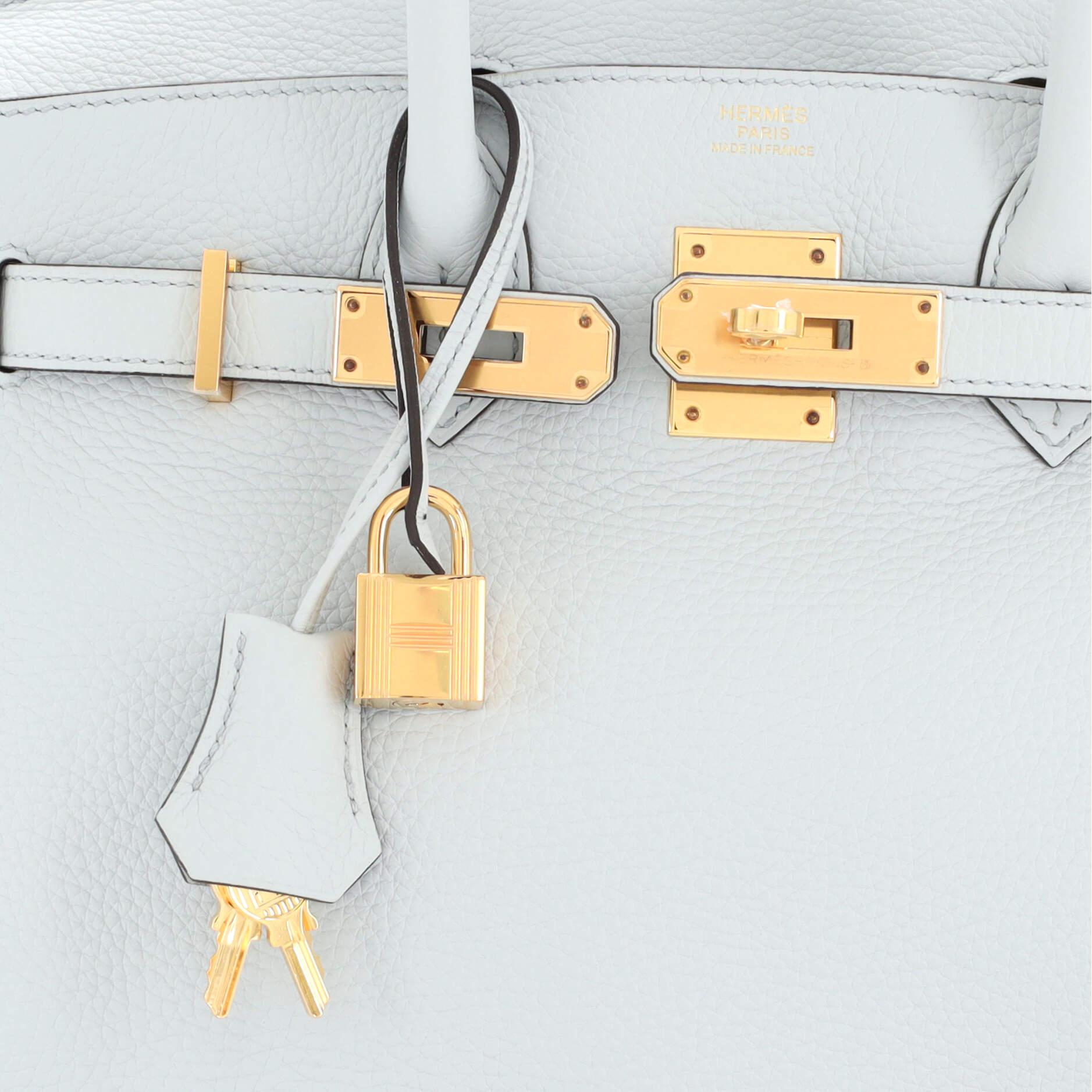 Hermes Birkin Handbag Bleu Pale Clemence with Gold Hardware 30 3