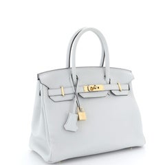 Sac à main Hermès Birkin Bleu Pale Togo et or 30