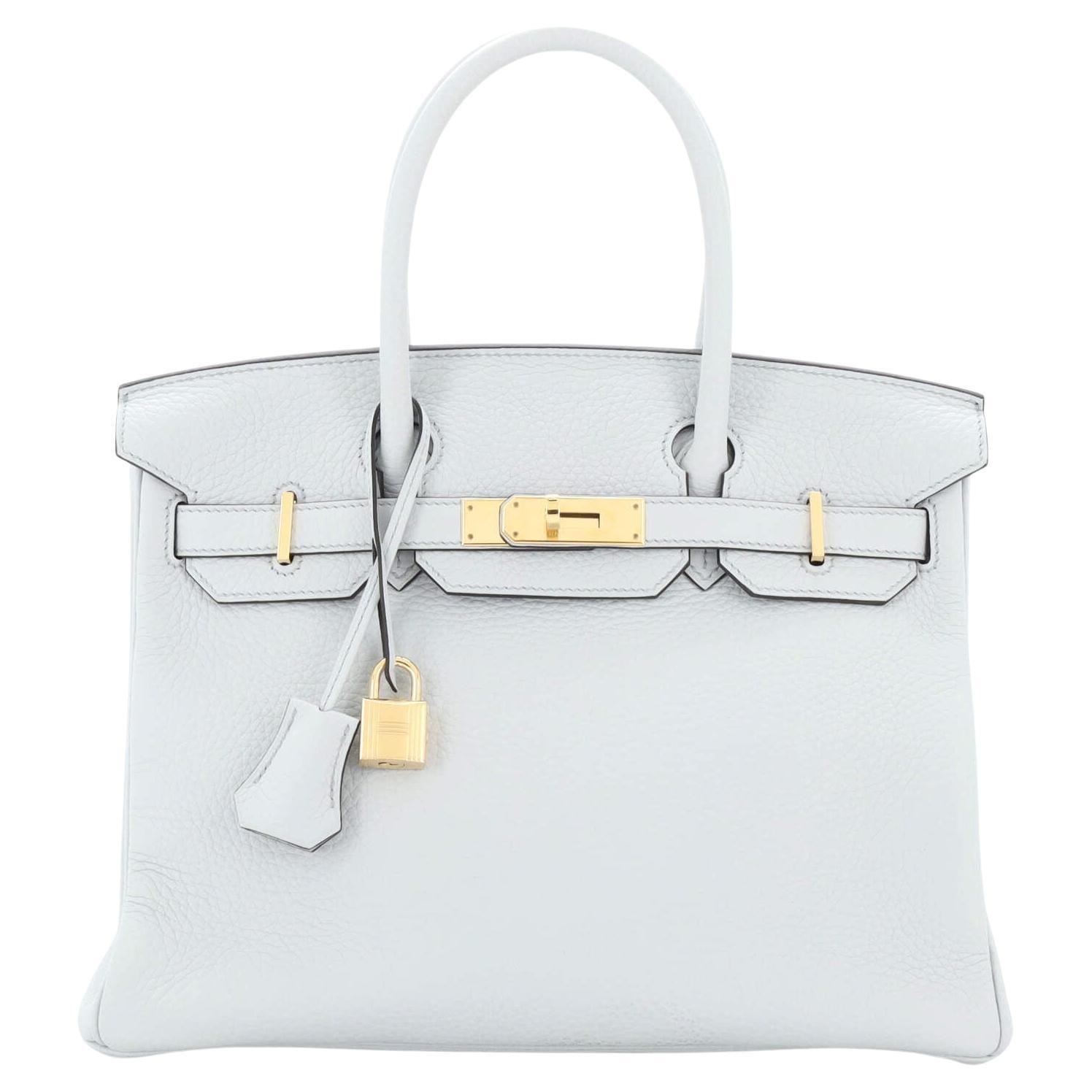 Hermes Birkin Handbag Bleu Pale Togo with Gold Hardware 30 For Sale