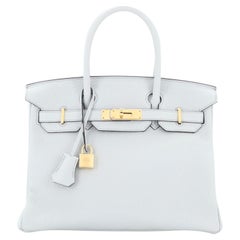 Sac à main Hermès Birkin Bleu Pale Togo et or 30