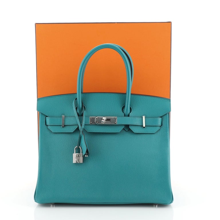 Hermes Birkin Handbag Bleu Paon Chevre Mysore With Palladium