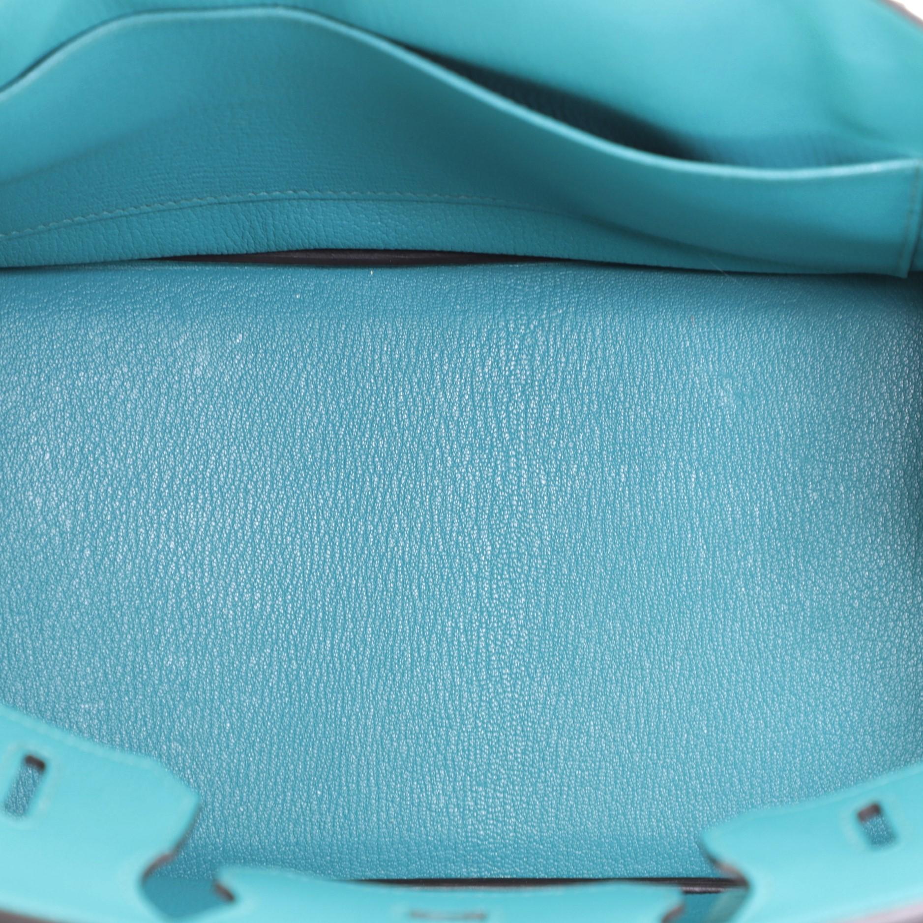 Hermes Birkin Handbag Bleu Paon Chevre Mysore With Palladium Hardware 30  1