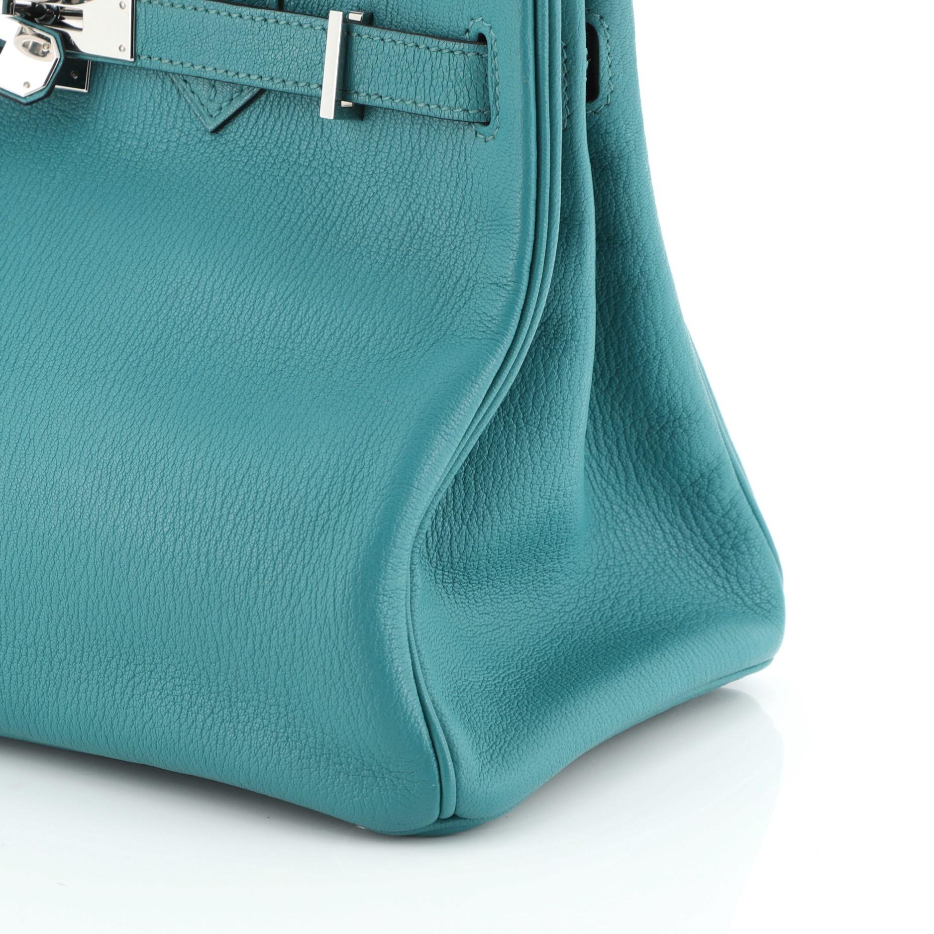 Hermes Birkin Handbag Bleu Paon Chevre Mysore With Palladium Hardware 30  3