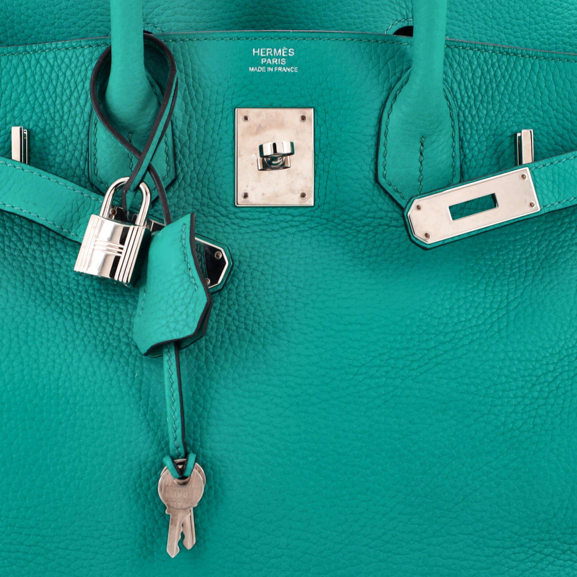 Hermes Birkin Handbag Bleu Paon Clemence with Palladium Hardware 30 2