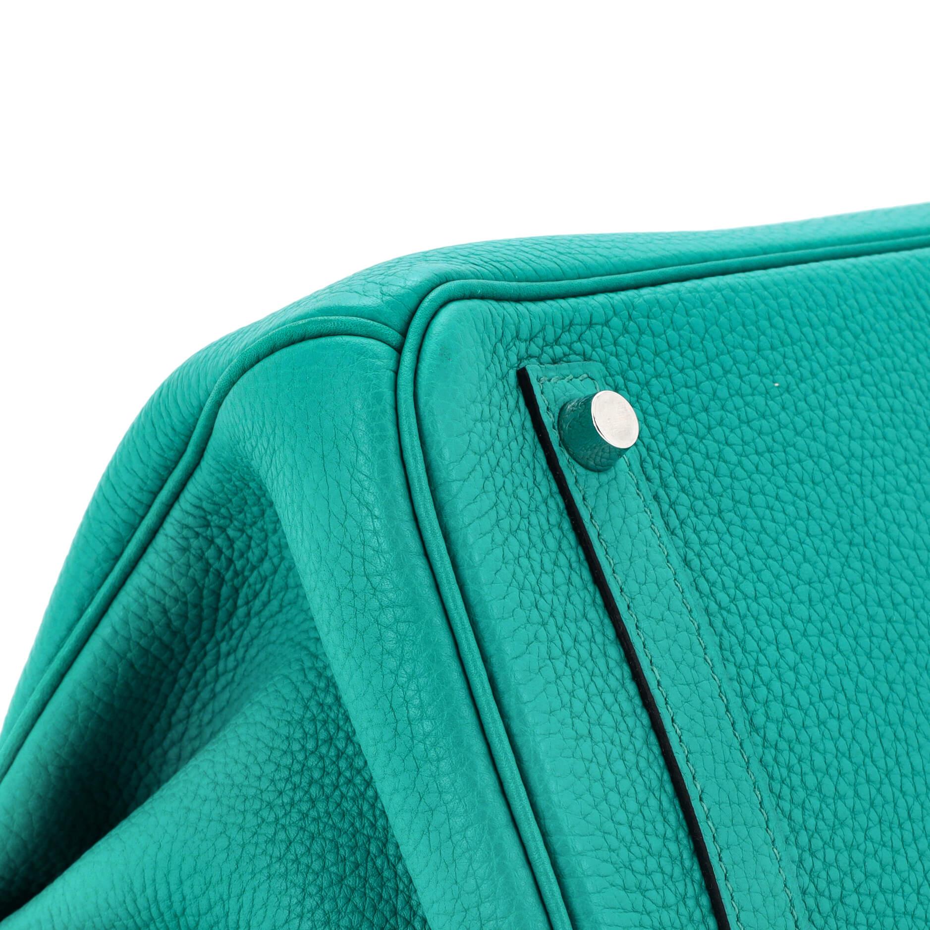 Hermes Birkin Handbag Bleu Paon Clemence with Palladium Hardware 30 3