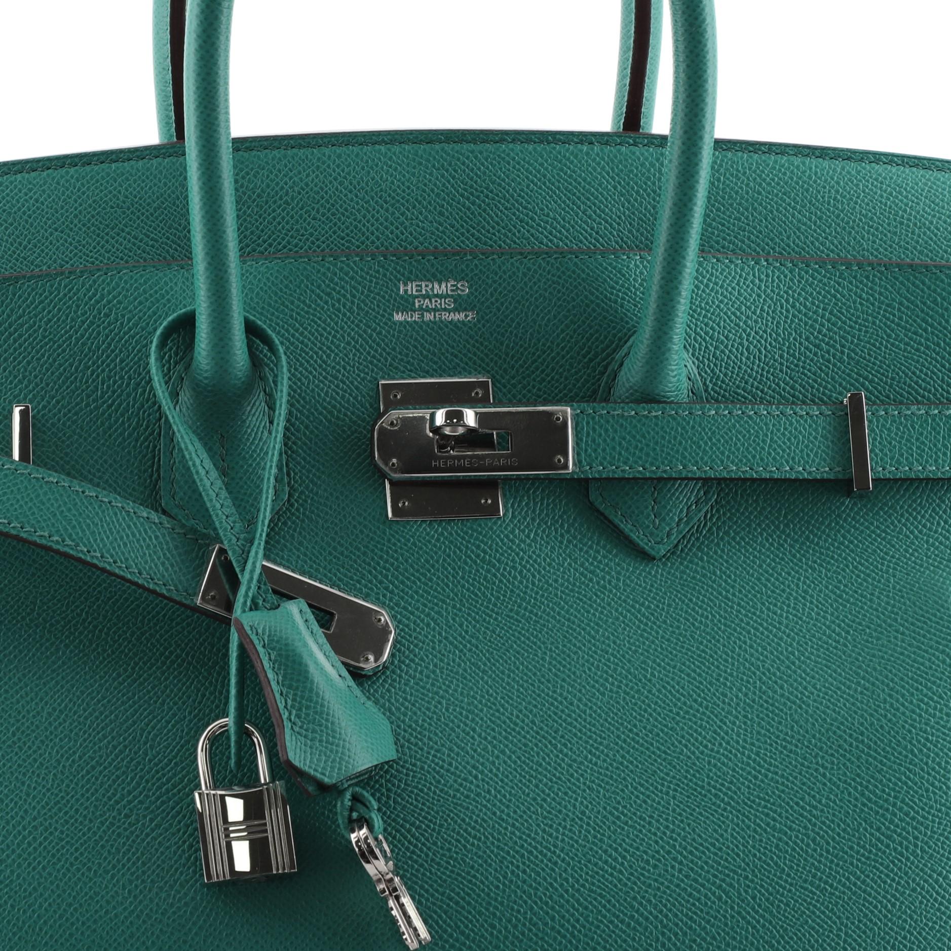 Hermes Birkin Handbag Bleu Paon Epsom with Palladium Hardware 35 In Good Condition In NY, NY