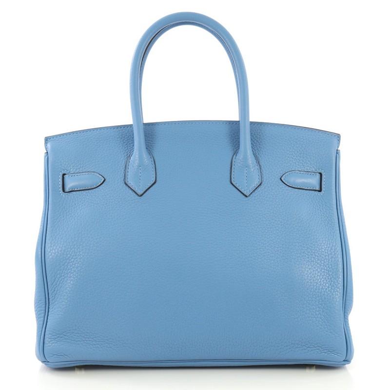 Hermes Birkin Handbag Bleu Paradis Clemence with Gold Hardware 30 In Good Condition In NY, NY
