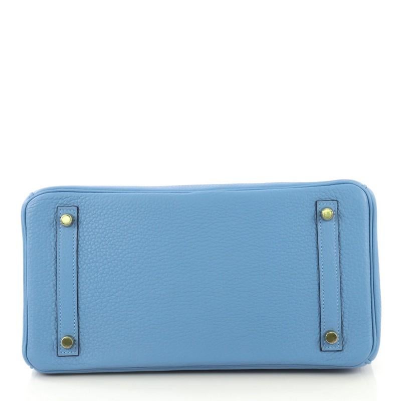 Women's Hermes Birkin Handbag Bleu Paradis Clemence with Gold Hardware 30