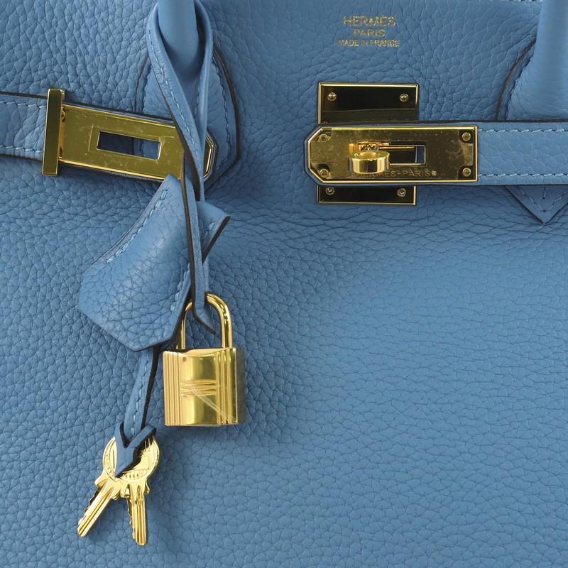 Hermes Birkin Handbag Bleu Paradis Clemence with Gold Hardware 30 1