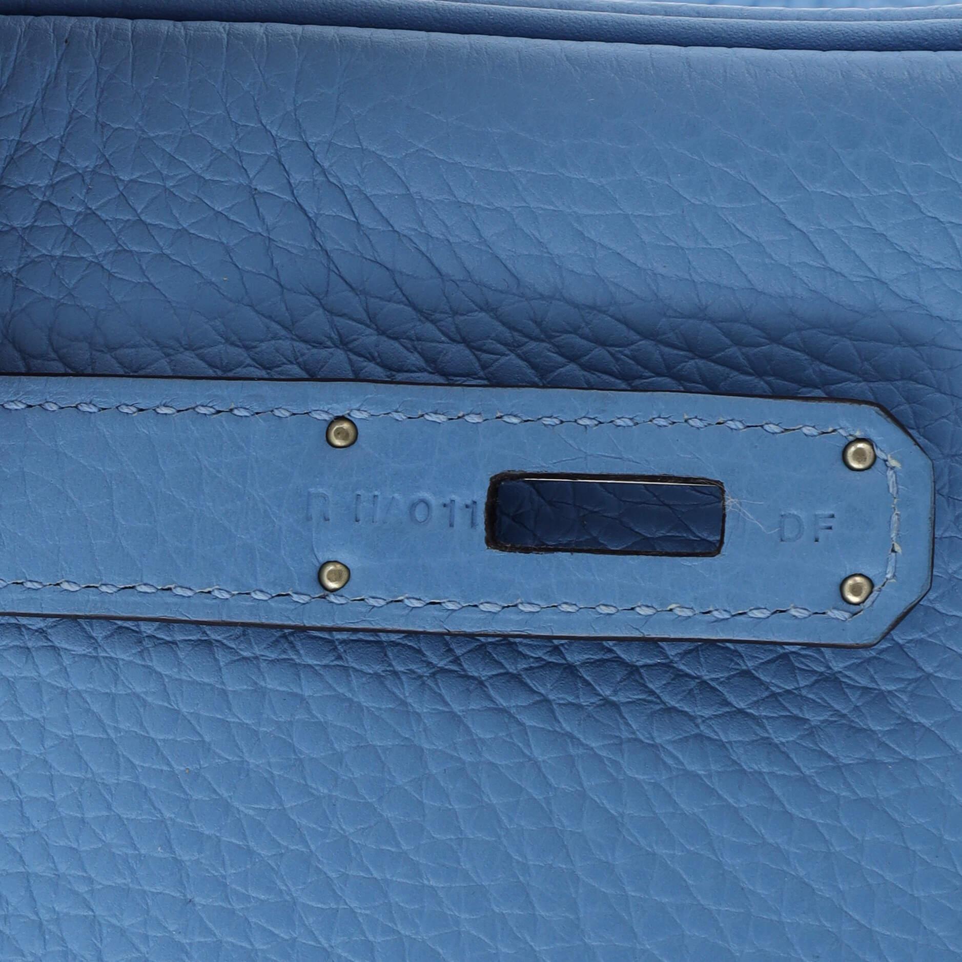 Hermes Birkin Handbag Bleu Paradis Clemence with Palladium Hardware 30 9