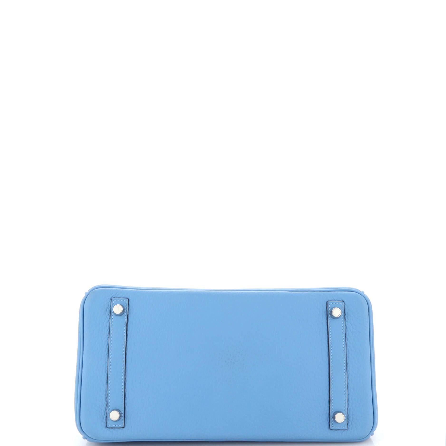Women's or Men's Hermes Birkin Handbag Bleu Paradis Clemence with Palladium Hardware 30