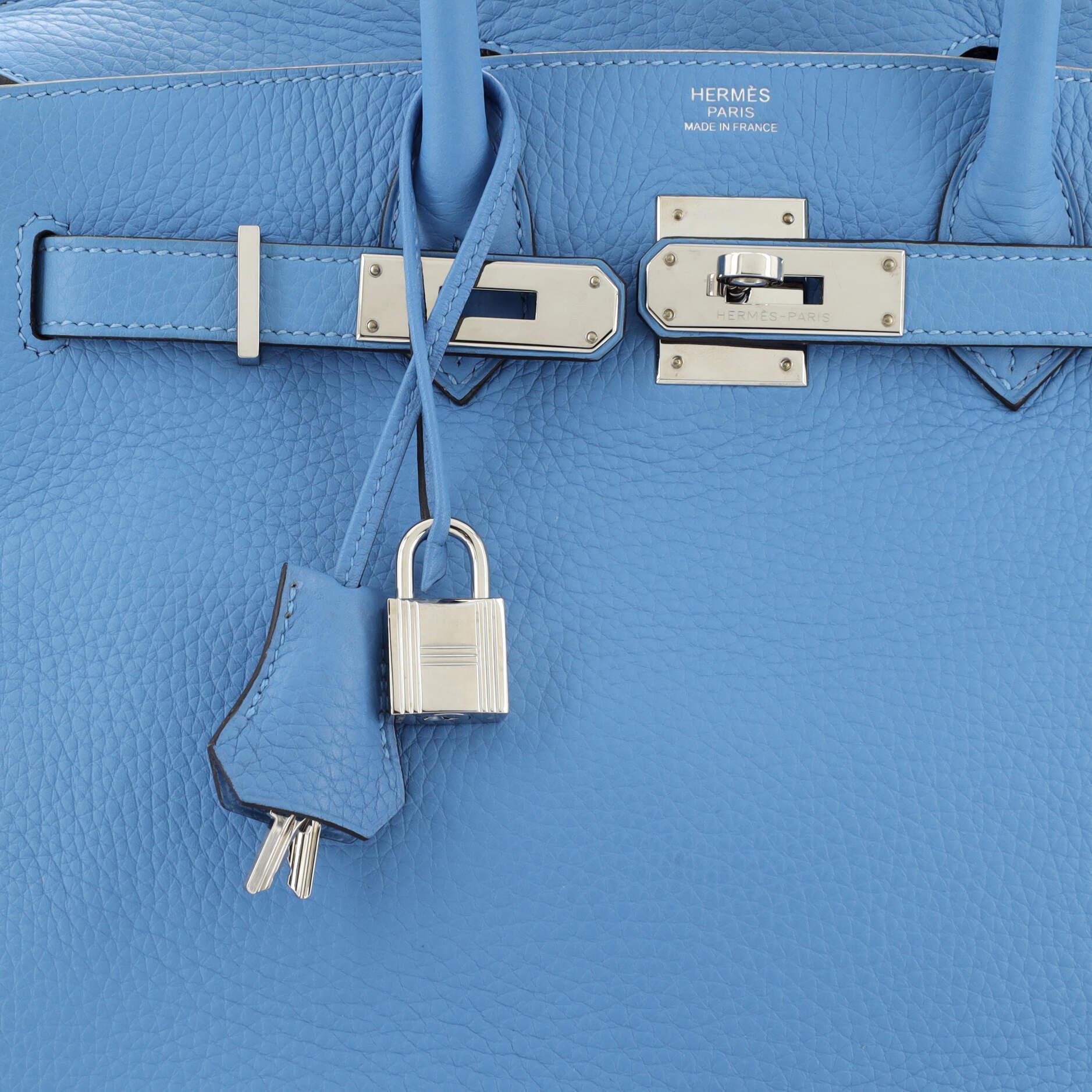 Hermes Birkin Handbag Bleu Paradis Clemence with Palladium Hardware 30 2