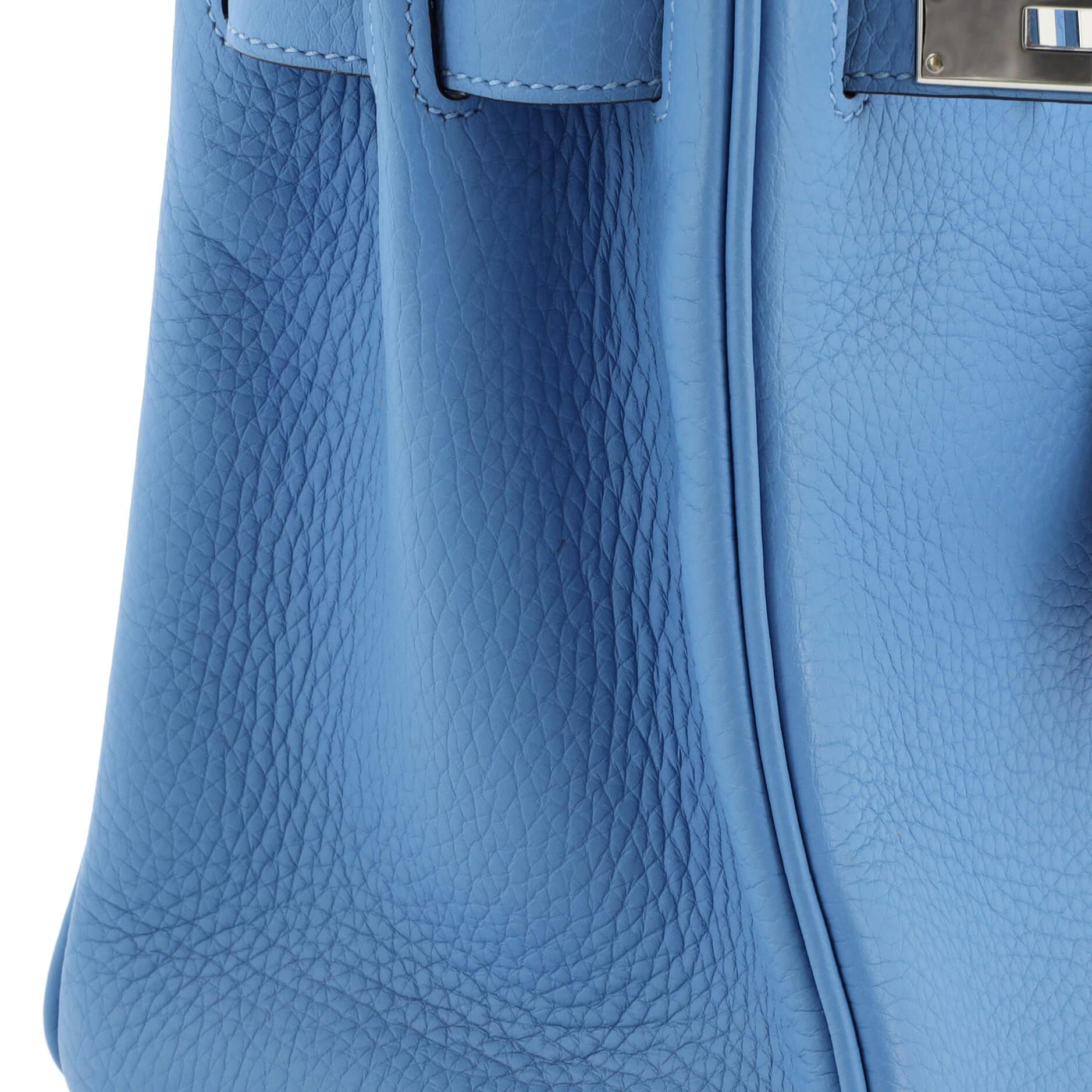 Hermes Birkin Handbag Bleu Paradis Clemence with Palladium Hardware 30 3