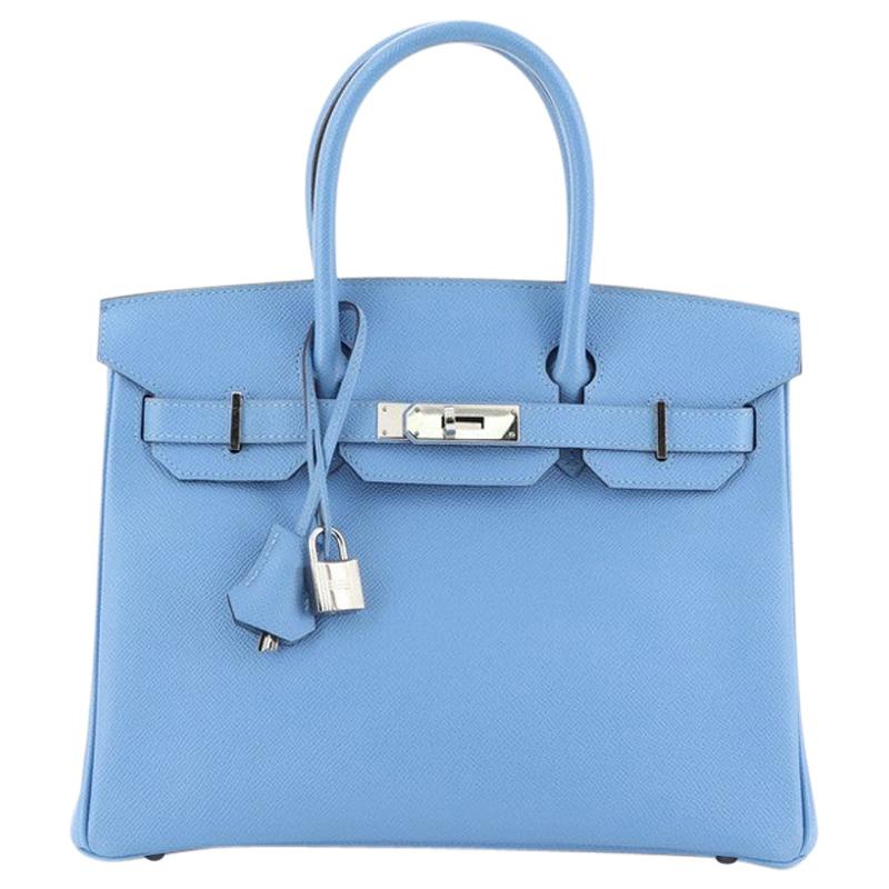 Hermes Birkin Handbag Bleu Paradis Epsom with Palladium Hardware 30